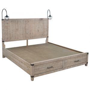 Emery Park - Foundry Queen Storage Panel Bed in Weathered Stone Finish