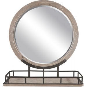 Emery Park - Foundry Round Mirror w/ Metal Base in Weathered Stone Finish - I349-464-WST