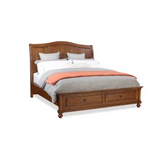 Emery Park - Oxford Cal King Sleigh Storage Bed in Whiskey Brown Finish