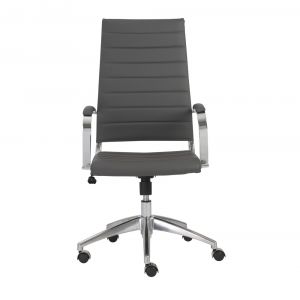Euro Style - Axel High Back Office Chair in Gray with Aluminum Base - 10604-GRY