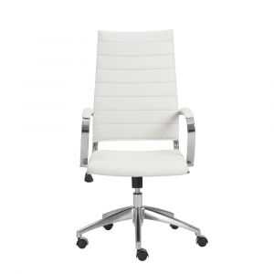 Euro Style - Axel High Back Office Chair in White with Aluminum Base - 10604WHT-KD