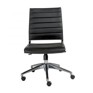 Euro Style - Axel Low Back Office Chair w/o Armrests in Black with Aluminum Base - 10608-BLK