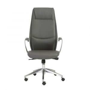 Euro Style - Crosby High Back Office Chair in Gray with Polished Aluminum Base - 00472GRY