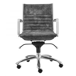 Euro Style - Dirk Low Back Office Chair in Gray Velvet with Chromed Steel Base - 10678GRY