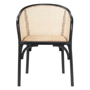 Euro Style - Elsy Armchair in Black with Natural Rattan Seat - 08190BLK-MP1