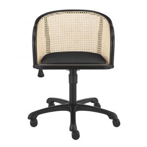Euro Style - Elsy Office Chair in Black with Black Velvet Seat and Black Base - 08195-BLK