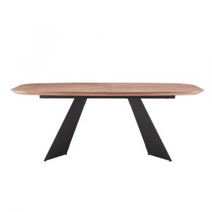 Euro Style - Malene 79in Table Top in American Walnut with Matte Dark Gray Base - 39022WAL-KIT