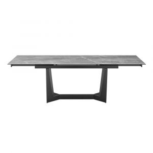 Euro Style - Mateo 95in Extension Table in Venice Gray Ceramic Glass Top and Matte Black Steel Base - 38895GRY-KIT