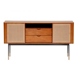 Euro Style - Miriam 59in Sideboard in Brown with Natural Wicker - 94216BRN