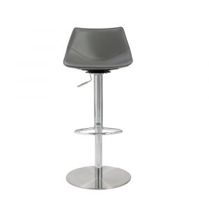 Euro Style - Rudy Adjustable Swivel Bar/Counter Stool in Gray with Brushed Stainless Steel Base - 05204GRY