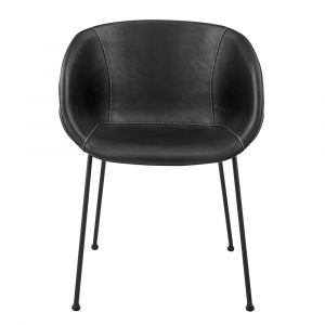 Euro Style - Zach Armchair in Black Leatherette with Matte Black Legs Set of 2 - 30488BLK