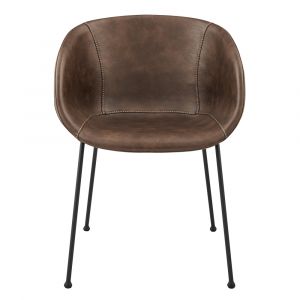 Euro Style - Zach Armchair with Brown Leatherette with Matte Black Legs (Set of 2) - 30488BRN