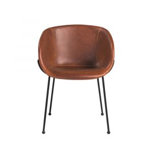 Euro Style - Zach Armchair with Dark Brown Leatherette with Matte Black Legs (Set of 2) - 30488DKBRN