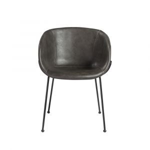 Euro Style - Zach Armchair with Dark Gray Leatherette with Matte Black Legs (Set of 2) - 30488DKGRY