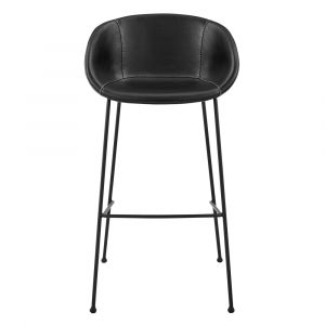 Euro Style - Zach Bar Stool with Black Leatherette and Matte Black Legs Set of 2 - 30490BLK