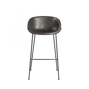 Euro Style - Zach Bar Stool with Dark Gray Leatherette and Matte Black Legs (Set of 2) - 30490DKGRY