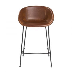 Euro Style - Zach Counter Stool in Dark Brown and Matte Black Legs (Set of 2) - 30491DKBRN