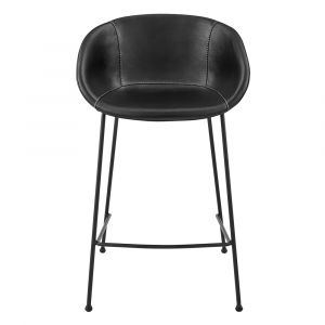 Euro Style - Zach Counter Stool with Black Leatherette and Matte Black Legs Set of 2 - 30491BLK