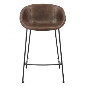 Euro Style - Zach Counter Stool with Brown Leatherette and Matte Black Legs Set of 2 - 30491BRN