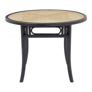 Euro Style - Adna Dining Table in Black with Clear Tempered Glass Top over Cane in Natural - 08187BLK