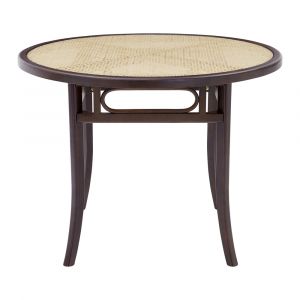 Euro Style - Adna Dining Table in Walnut with Clear Tempered Glass Top over Cane in Natural - 08185WAL