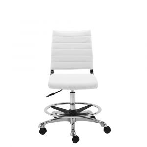 Euro Style - Axel Adjustable Height Drafting Stool in White with Aluminum Base - 10602-WHT