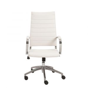 Euro Style - Axel High Back Office Chair in White with Aluminum Base - 00476WHT