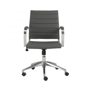 Euro Style - Axel Low Back Office Chair in Gray with Aluminum Base - 10606-GRY