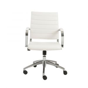 Euro Style - Axel Low Back Office Chair in White with Aluminum Base - 10606-WHT