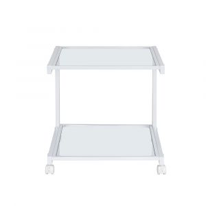 Euro Style - Caesar Printer Cart in White with Clear Glass - 27572-WHT