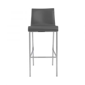 Euro Style - Cam-B Bar Stool In Gray With Polished Stainless Steel Legs (Set of 2) - 15201GRY