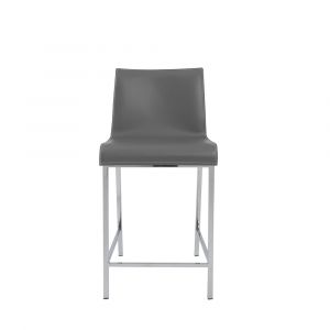 Euro Style - Cam-C Counter Stool In Gray With Polished Stainless Steel Legs (Set of 2) - 15202GRY