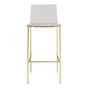 Euro Style - Chloe Bar Stool in Clear Acrylic with Matte Brushed Gold Legs (Set of 2) - 80942MBG