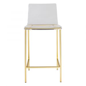 Euro Style - Chloe Counter Stool in Clear Acrylic with Matte Brushed Gold Legs - Set of 2 - 80941MBG