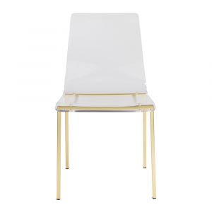 Euro Style - Chloe Side Chair in Clear Acrylic with Matte Brushed Gold Legs (Set of 2) - 80940MBG-MP2