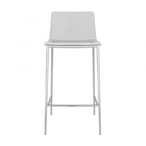 Euro Style - Cilla Counter Stool in Clear with Brushed Nickel Legs (Set of 2) - 82119BRNICK