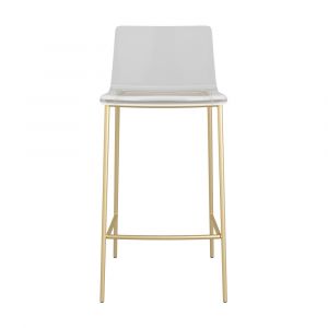 Euro Style - Cilla Counter Stool in Clear with Matte Brushed Gold Legs (Set of 2) - 82119MBG
