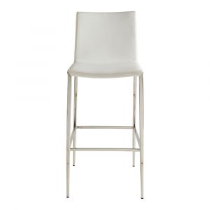Euro Style - Diana-B Bar Stool in White with Polished Stainless Steel - 02349-WHT
