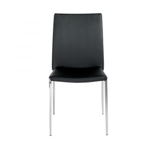 Euro Style - Diana Stacking Side Chair in Black with Polished Stainless Steel Legs (Set of 2) - 02348BLK-MP2
