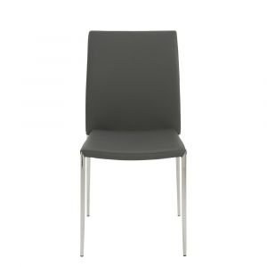 Euro Style - Diana Stacking Side Chair in Gray with Polished Stainless Steel Legs (Set of 2) - 02348GRY-MP2