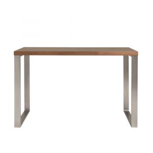 Euro Style - Dillon Desk in American Walnut Veneer with Brushed Stainless Steel Base - 09832WAL