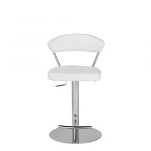 Euro Style - Draco Adjustable Bar/Counter Stool in White with Chrome Base - 05105WHT