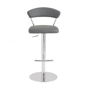 Euro Style - Draco Adjustable Swivel Bar/Counter Stool in Gray with Chrome Base - 05105GRY