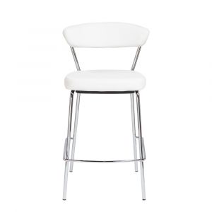 Euro Style - Draco-C Counter Stool In White With Chrome Base  Frame And Base - Set Of 2 - 15100WHT