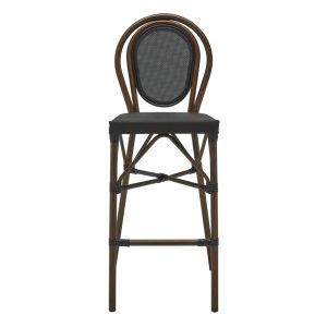Euro Style - Erlend Bar Stool in Black Textylene Mesh with Brown Frame - 90391-BLK