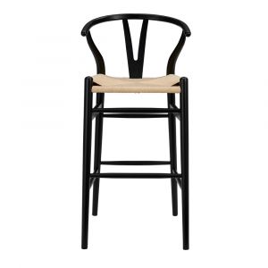 Euro Style - Evelina-B Bar Stool in Black Frame and Natural Seat - 08165BLK