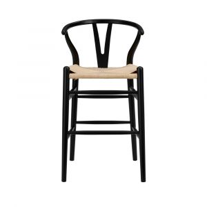 Euro Style - Evelina-C Counter Stool in Black Frame and Natural Seat - 08169BLK