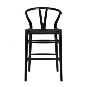 Euro Style - Evelina-C Counter Stool with Black Stained Framed and Black Rush Seat - 08161BLK