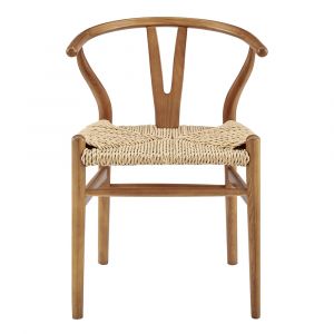 Euro Style - Evelina Outdoor Side Chair in Heat Treated Ash Frame in Golden Ash Color and Natural Rattan Seat (Set of 2) - 39202-GLDASH