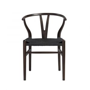 Euro Style - Evelina Side Chair with Walnut Stained Framed and Black Rush Seat - Set of 2 - 08162WAL